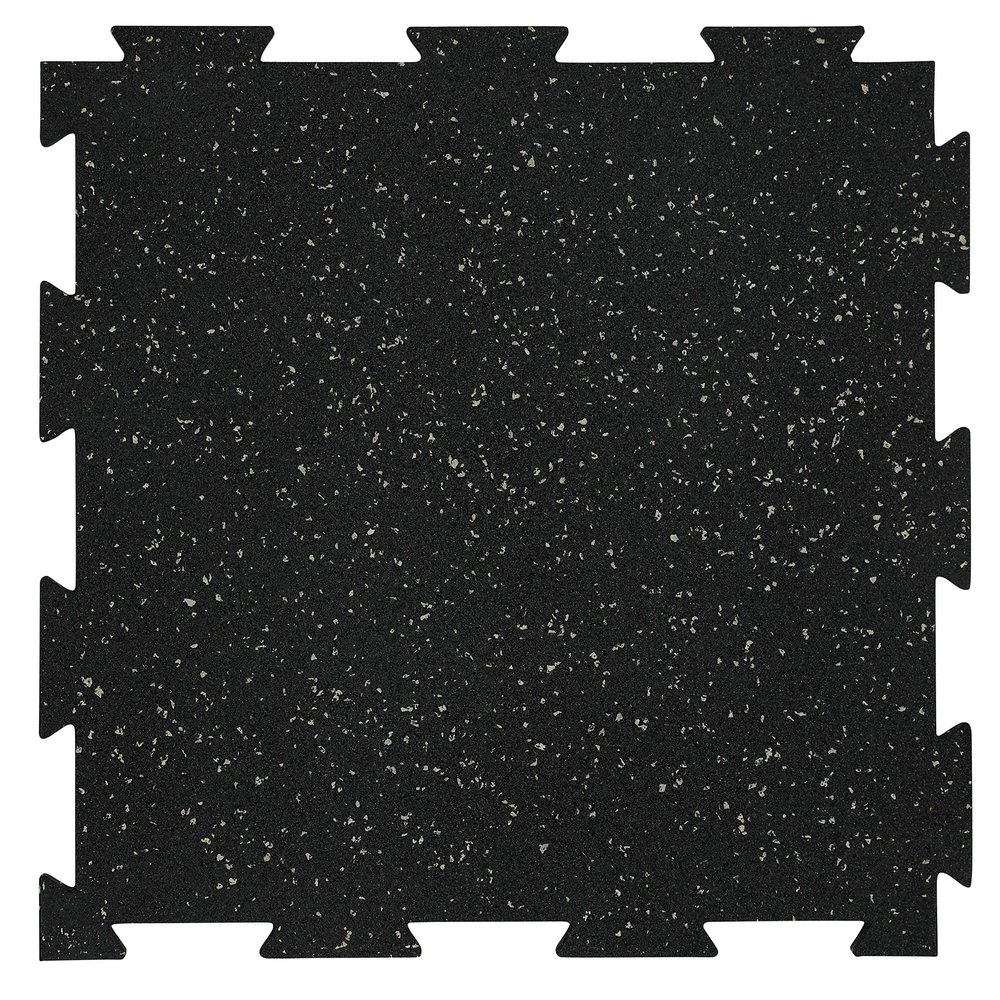Playsafer Genaflex Lite Rubber 8mm Interlocking Tiles for Gym Flooring - Exercise Equipment, Exercise Areas - 20" X 20" (Grey/Black, 100 Tiles - 270 Sq. Ft.)