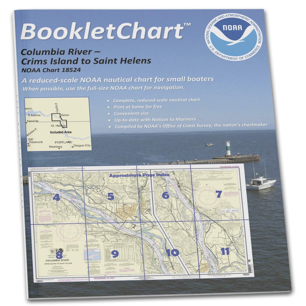 Paradise Cay Publications NOAA BookletChart 18524: Columbia River Crims Island to Saint Helens