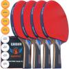 MaxMVMT Ping Pong Paddle Set of 4 - Carbon Fiber 7 Ply Rackets - 2 Wristbands - 8 Balls - 1 Rubber Cleaner Sponge - Premium ITTF Approved Rubber - Complete 4 Player Table Tennis Setup - Carry Case view 1