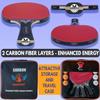 MaxMVMT Ping Pong Paddle Set of 4 - Carbon Fiber 7 Ply Rackets - 2 Wristbands - 8 Balls - 1 Rubber Cleaner Sponge - Premium ITTF Approved Rubber - Complete 4 Player Table Tennis Setup - Carry Case view 3