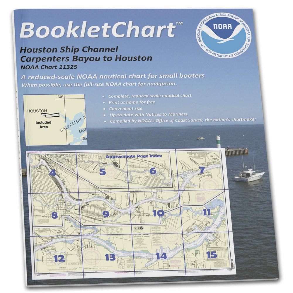 Paradise Cay Publications NOAA BookletChart 11325: Houston Ship Channel Carpenters Bayou to Houston
