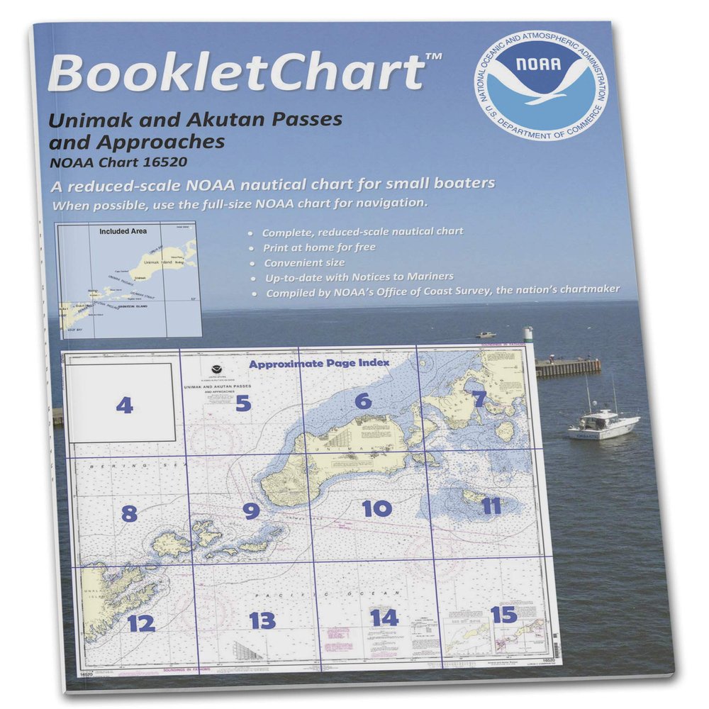 Paradise Cay Publications NOAA BookletChart 16520: Unimak and Akutan Passes and approaches;Amak Island