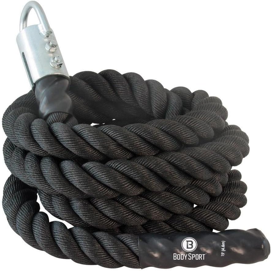 Body Sport Battle Rope, 15 ft. Long, 1.5 in. Diameter - Strong, Poly-Twine Training Cord for Indoor & Outdoor Use - Home Fitness & Gym Equipment