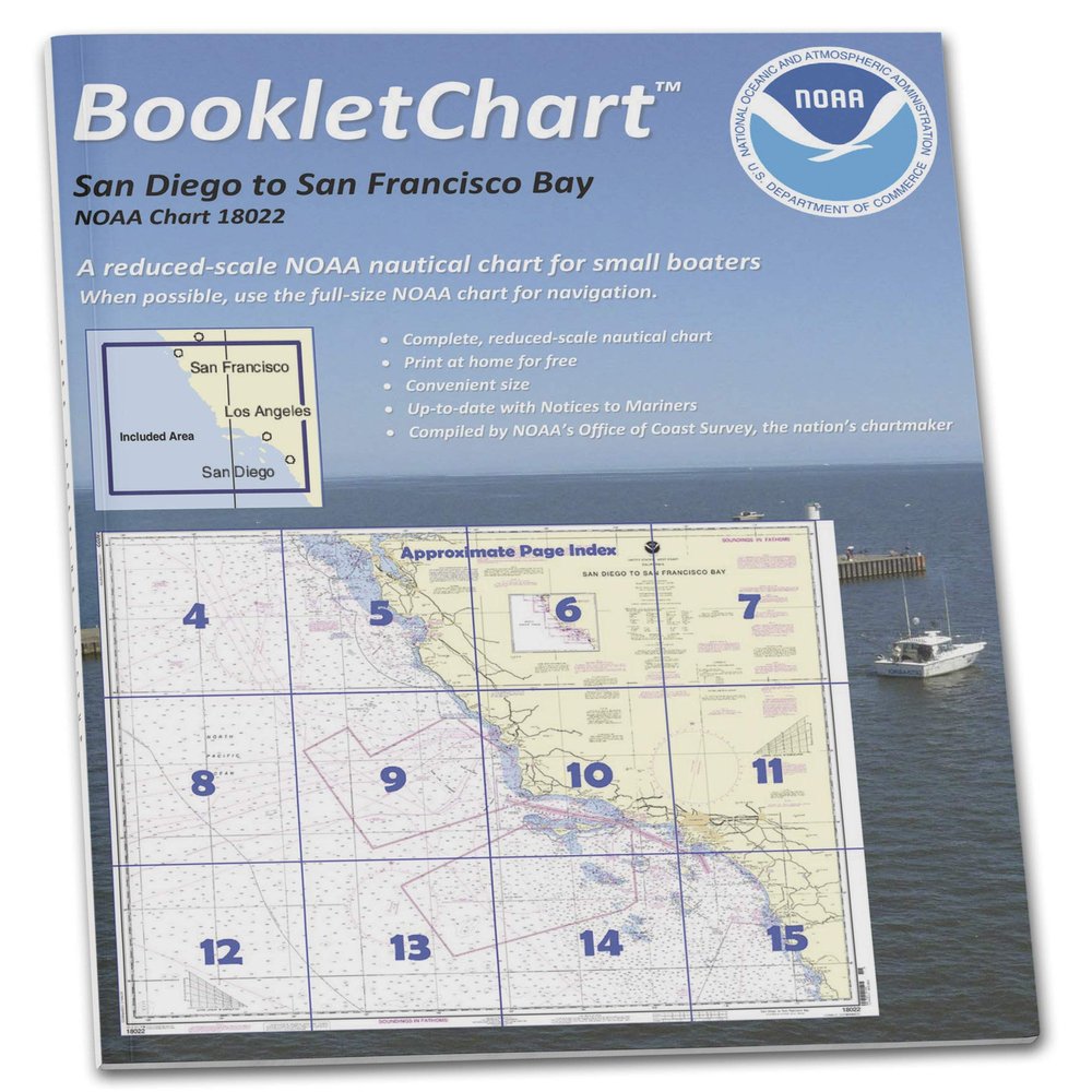 Paradise Cay Publications NOAA BookletChart 18022: San Diego to San Francisco Bay