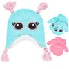 ABG Accessories Girls Critter Winter Hat and 2 Pair Gloves or Mittens (Toddler/Little Girls), Size Age 2-4, Owl Aqua-Pink Mittens view 1