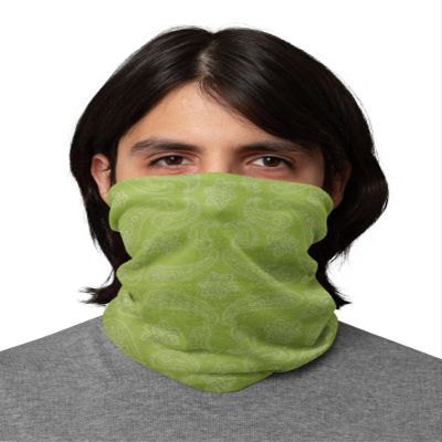 Motique Accessories Paisley Bandana Neck Gaiter Tube Headwear Motorcycle Face Scarf (Paisley and Flowers Lime)