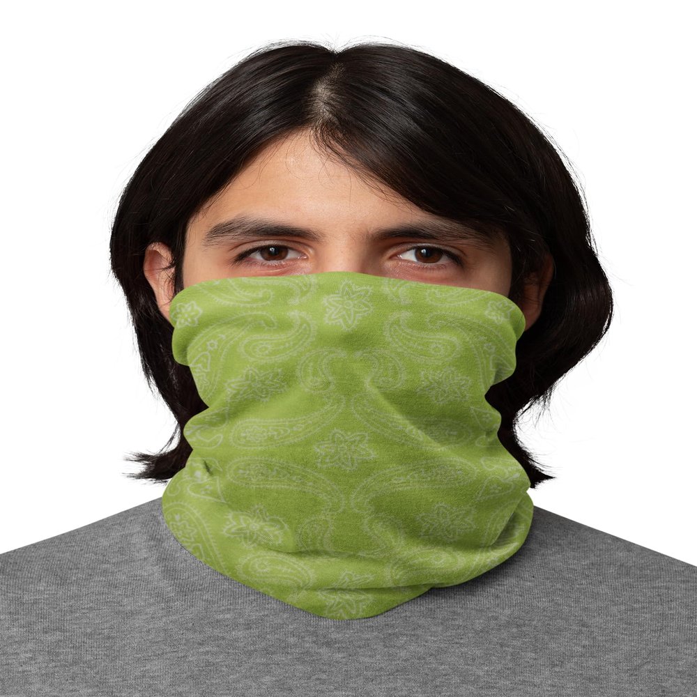 Motique Accessories Paisley Bandana Neck Gaiter Tube Headwear Motorcycle Face Scarf (Paisley and Flowers Lime)