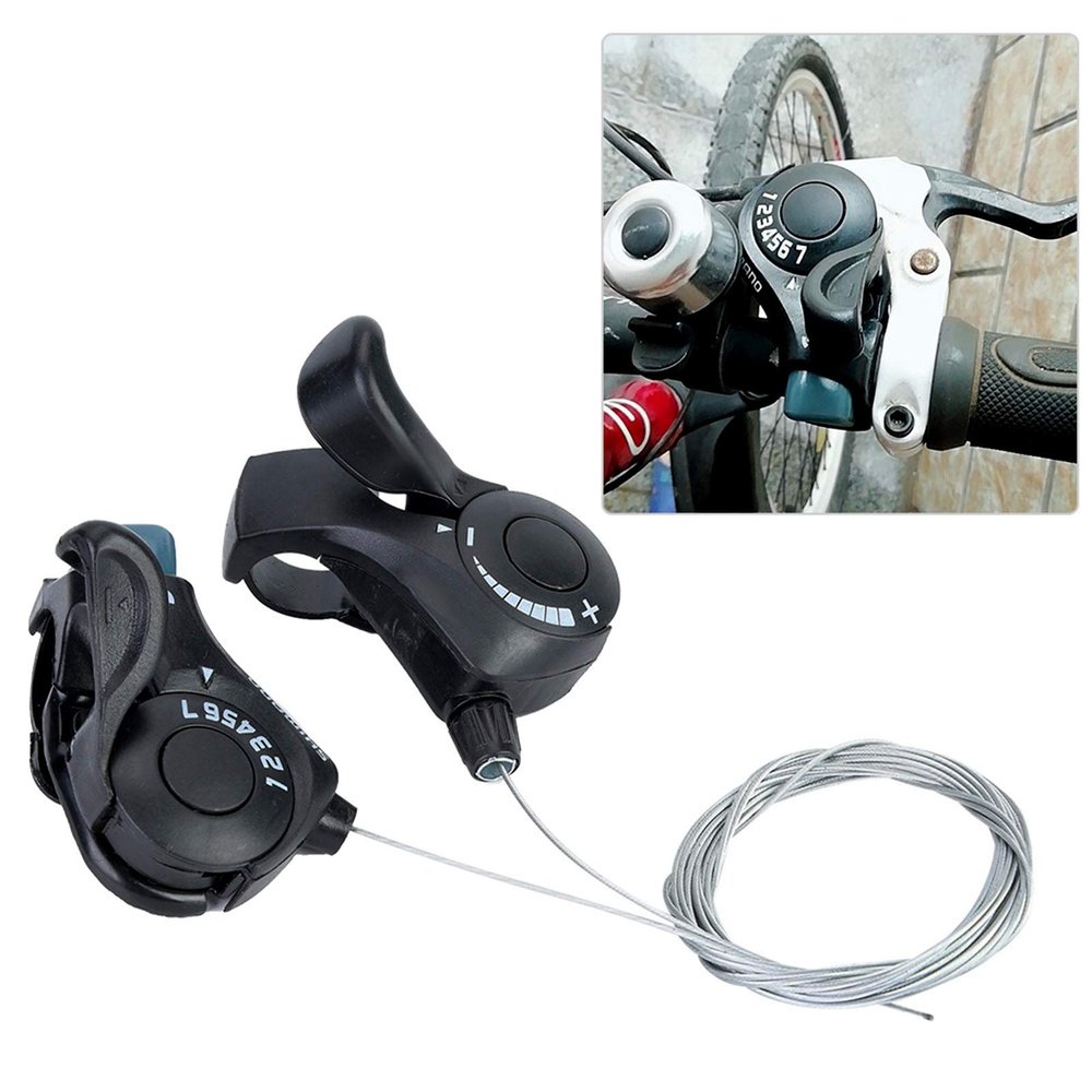 Dibiao 1 Pair TX30 Thumb Gear Shifter,Outdoor Mountain Bicycle TX-30 Thumb Gear Shifters 3X7 Speed Shift Lever and Set