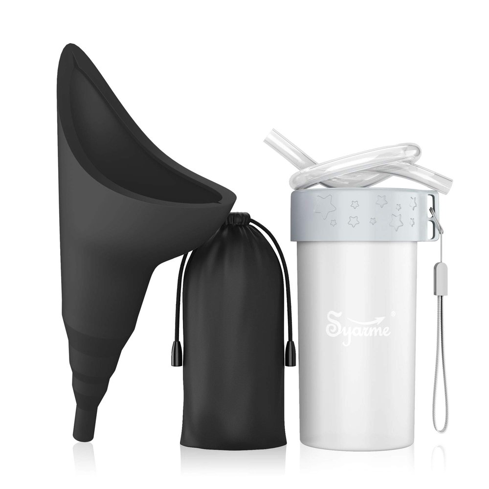 Female Urination Device, Portable Reusable Urinal Funnel with Extension Tube, Small Folding Storage, Suitable for Travel, Festivals, Camping, Traffic Jams, Etc, with Waterproof Cup