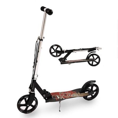 WRRAC-Trampolines Foldable Adult Scooter, 3 Levels Adjustable Height, 2 Big Wheels Kick Scooter for Teens Young Women Men Teens Adult Kick Scoote Support 100KG(220lbs) Weight