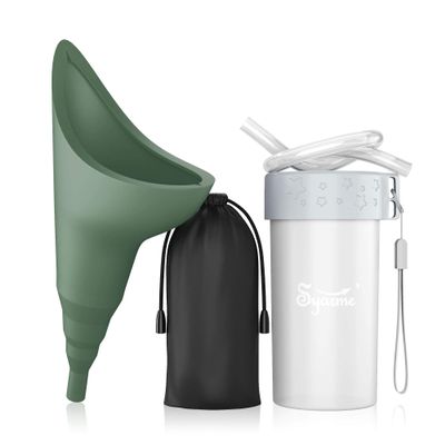 Female Urination Device, Portable Reusable Urinal Funnel with Extension Tube, Small Folding Storage, Suitable for Travel, Festivals, Camping, Traffic Jams, Etc, with Waterproof Cup