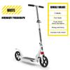 WRRAC-Trampolines Folding Kick Scooter 2 Big Wheels Ride on Adjustable Disc Brake Single Foot Scooter 4 Levels Adjustable Height Adult Teens for 14+ White view 2