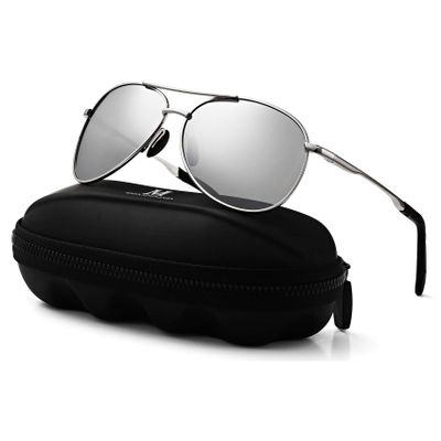Aviator Sunglasses for Men Polarized Women UV Protection Lightweight Driving Fishing Sports Unisex glasses MX208 Silver Frame Lens