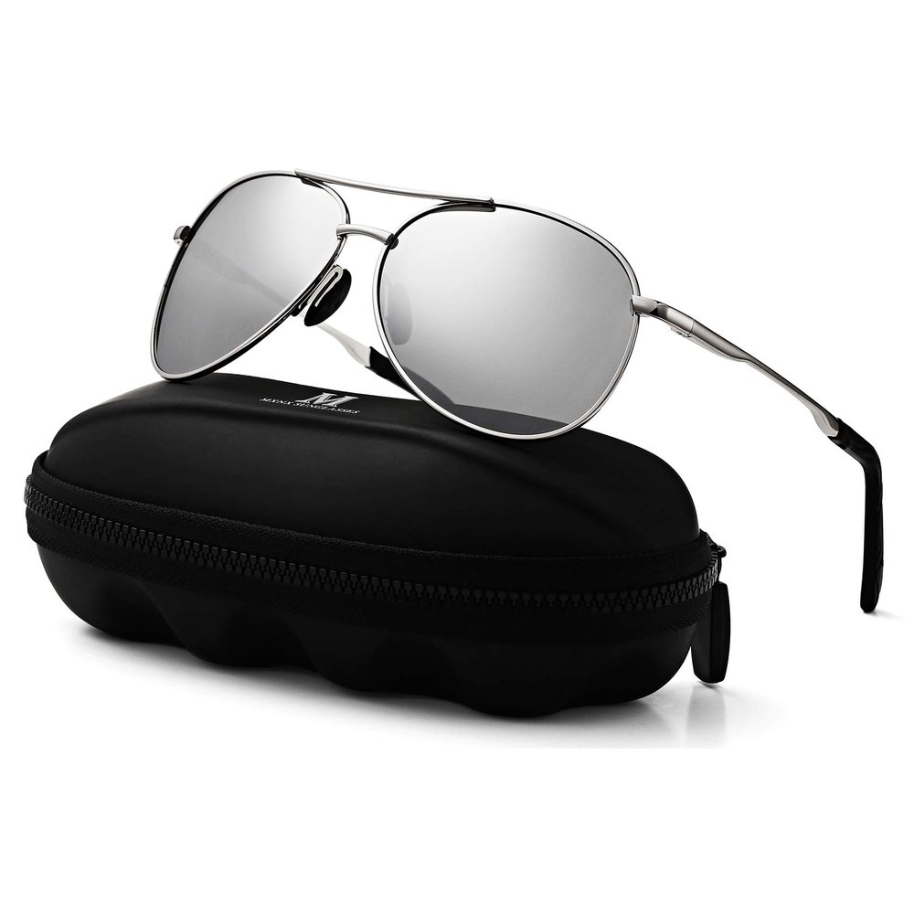 Aviator Sunglasses for Men Polarized Women UV Protection Lightweight Driving Fishing Sports Unisex glasses MX208 Silver Frame Lens