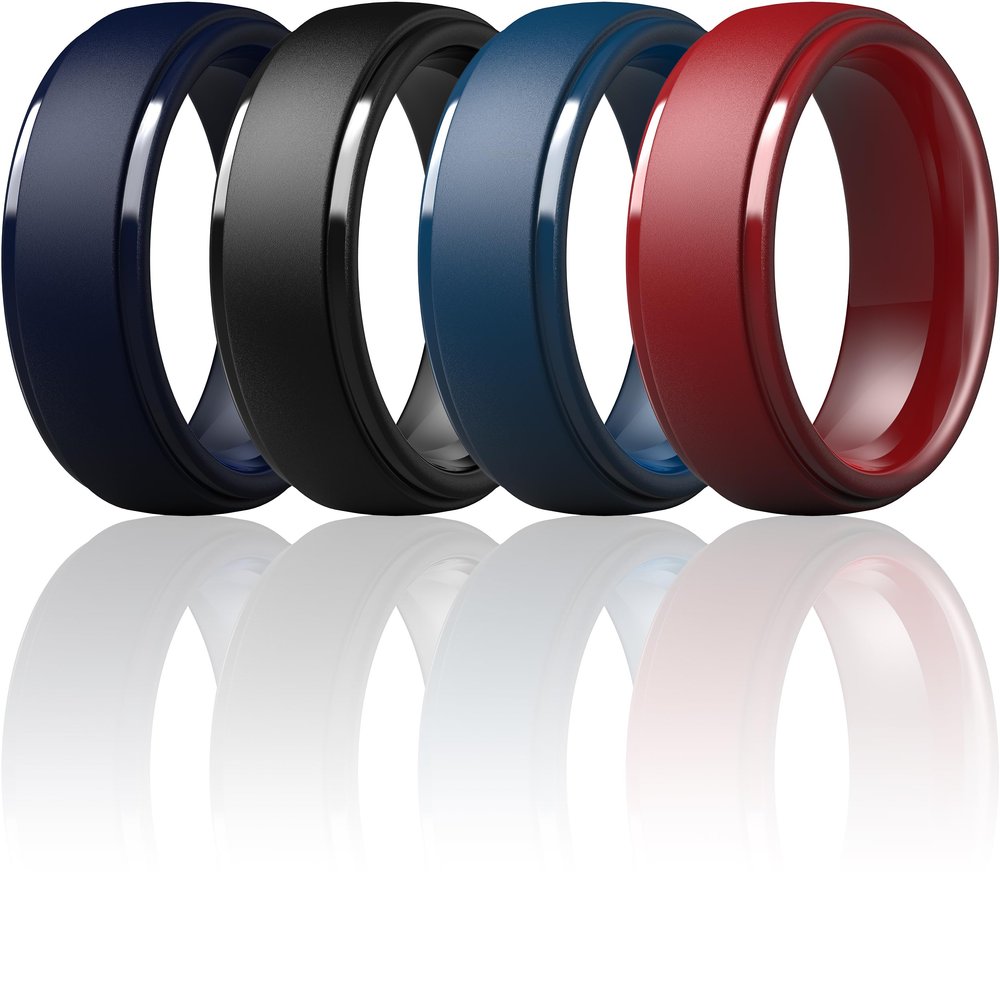 ThunderFit Silicone Mens Wedding Rings, 10mm Wide 2.5mm Thick Rubber Wedding Bands-Variety Multipack 1-7