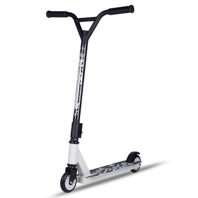 WRRAC-Trampolines Stunt Scooter Freestyle Pro 360 Degree Trick Spin Street Scooter with Alloy Deck PU Wheels Foot Kick Scooter for Adults Teens High Impact 100mm Wheels(White)