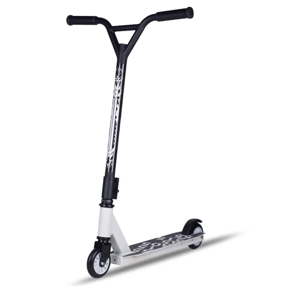 WRRAC-Trampolines Stunt Scooter Freestyle Pro 360 Degree Trick Spin Street Scooter with Alloy Deck PU Wheels Foot Kick Scooter for Adults Teens High Impact 100mm Wheels(White)