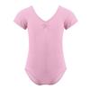 JEATHA Kids Girls Classic Short Sleeves Lace Back Pinched-Front Ballet Gymnastic Leotard Bodysuit Sportswear Pink 4-5 view 1