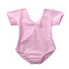 JEATHA Kids Girls Classic Short Sleeves Lace Back Pinched-Front Ballet Gymnastic Leotard Bodysuit Sportswear Pink 4-5 view 3