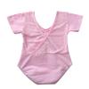 JEATHA Kids Girls Classic Short Sleeves Lace Back Pinched-Front Ballet Gymnastic Leotard Bodysuit Sportswear Pink 4-5 view 4