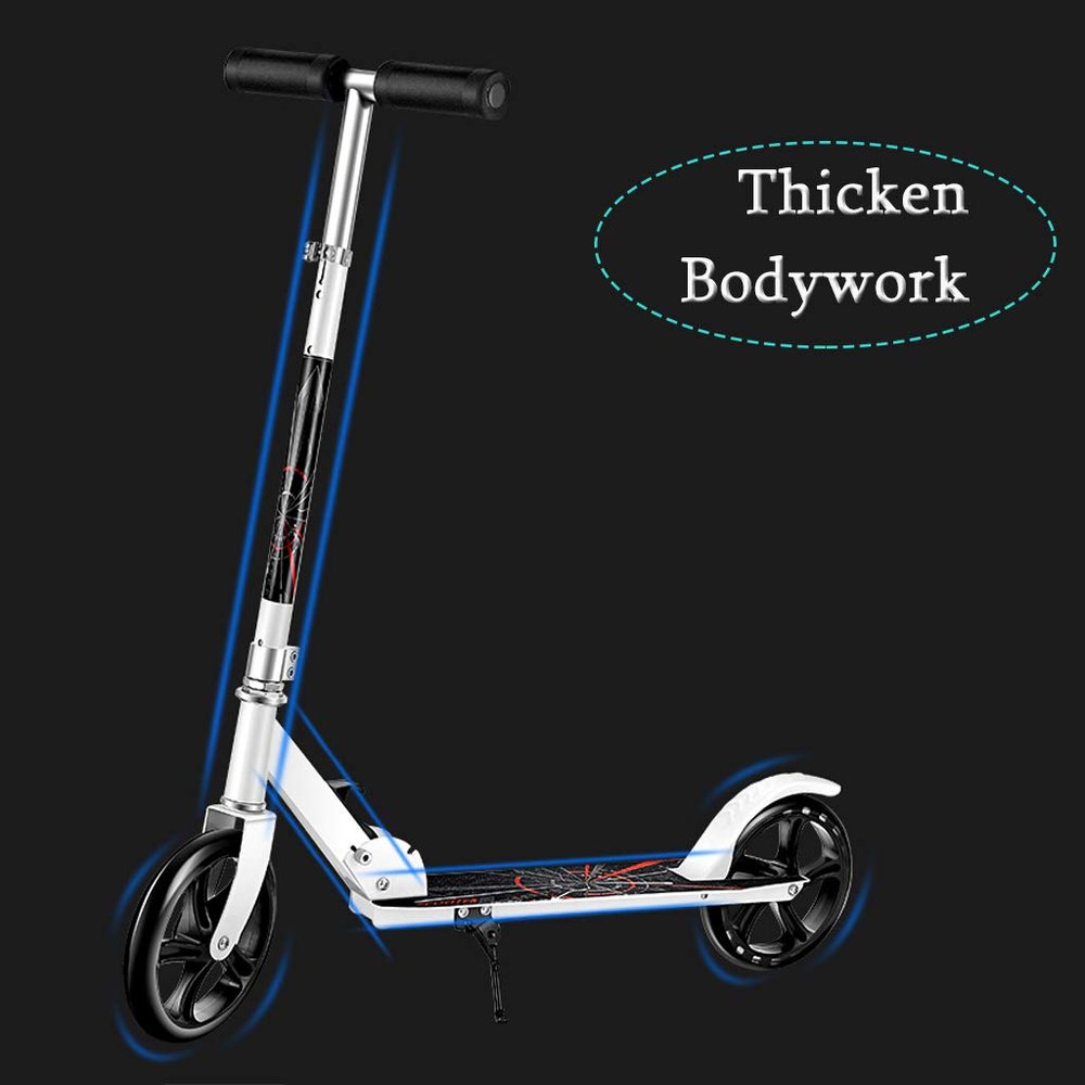 WRRAC-Trampolines Adult Teens Kick Scooter Foldable Height Adjustable Aluminum Ride On Toy with Large 200mm Wheels, Shock Mitigation Commuter Scooter Best Gift
