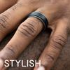 ROQ - 4 Pack - 3 Silicone & 1 Tungsten Carbide Wedding Rings for Men  Mens Silicone Ring for Work/Sport, Tungsten Band for Events - Beveled Edges Brushed Top Style - Black, Navy Blue, Grey - Size 16 view 3