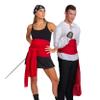 Skeleteen Red Pirate Sash Belt - Red Medieval Renaissance Pirates Tie Bandana Waist Scarf for Men Women and Children view 2