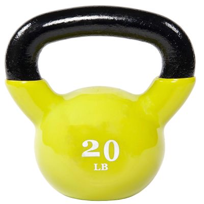 Fitvids All-Purpose Color Vinyl Coated Kettlebell, 5-50 Pounds, Yellow