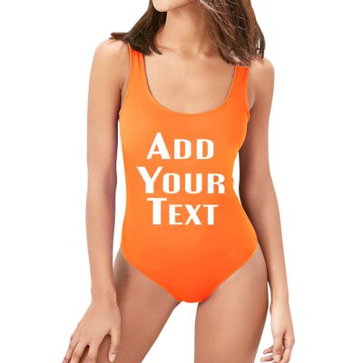 TEEAMORE Personalized Bathing Suit Bachelorette One-Piece Swimsuit Bridesmaid Monokinis Orange