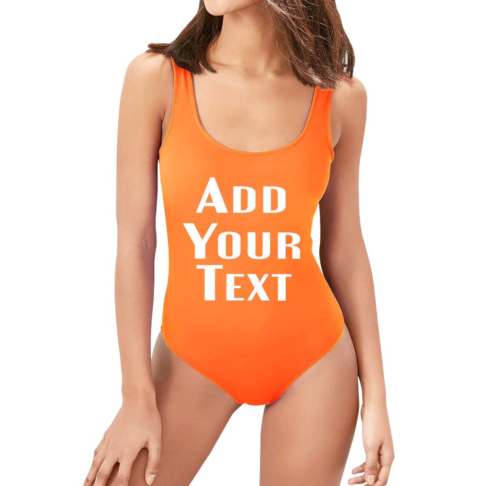 TEEAMORE Personalized Bathing Suit Bachelorette One-Piece Swimsuit Bridesmaid Monokinis Orange
