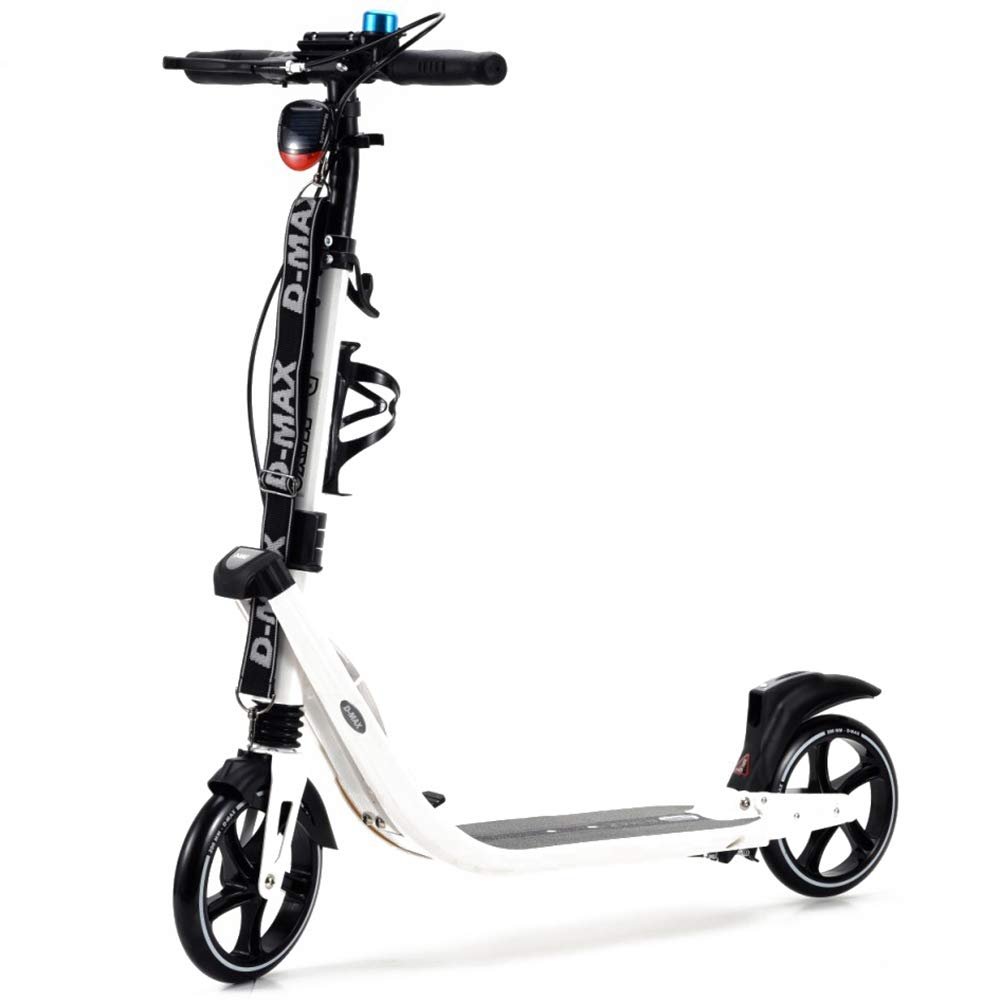 WRRAC-Trampolines Teens Adult Kick Scooter Foldable Adjustable Aluminum Ride on for 14+ W/Rear Wheel&Hand Brake, Shock Mitigation System City Brush Street Scooter Max Load 100kg