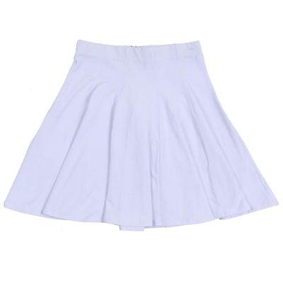BGDK Girls' School Uniform Pleated Pull-on Knee Length Panel Skirt, Knit Waistband White 10