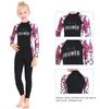 Girls Sunsuit One Piece Full Suit Swimsuit Rash Guard Soft Sun Protective Long Sleeve Bodysuit Swimwear Black M view 2