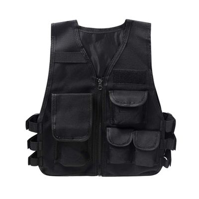 iiniim Kids Children Adjustable Combat Training Vest Outdoor Security Guard Waistcoat for CS Field Multi Pockets Black Under The Age of 7