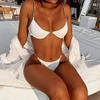 AIBEARTY Women's Sexy Metal Chain Strap Bikini Set 2 Piece Swimsuit Bathing Suit White view 2