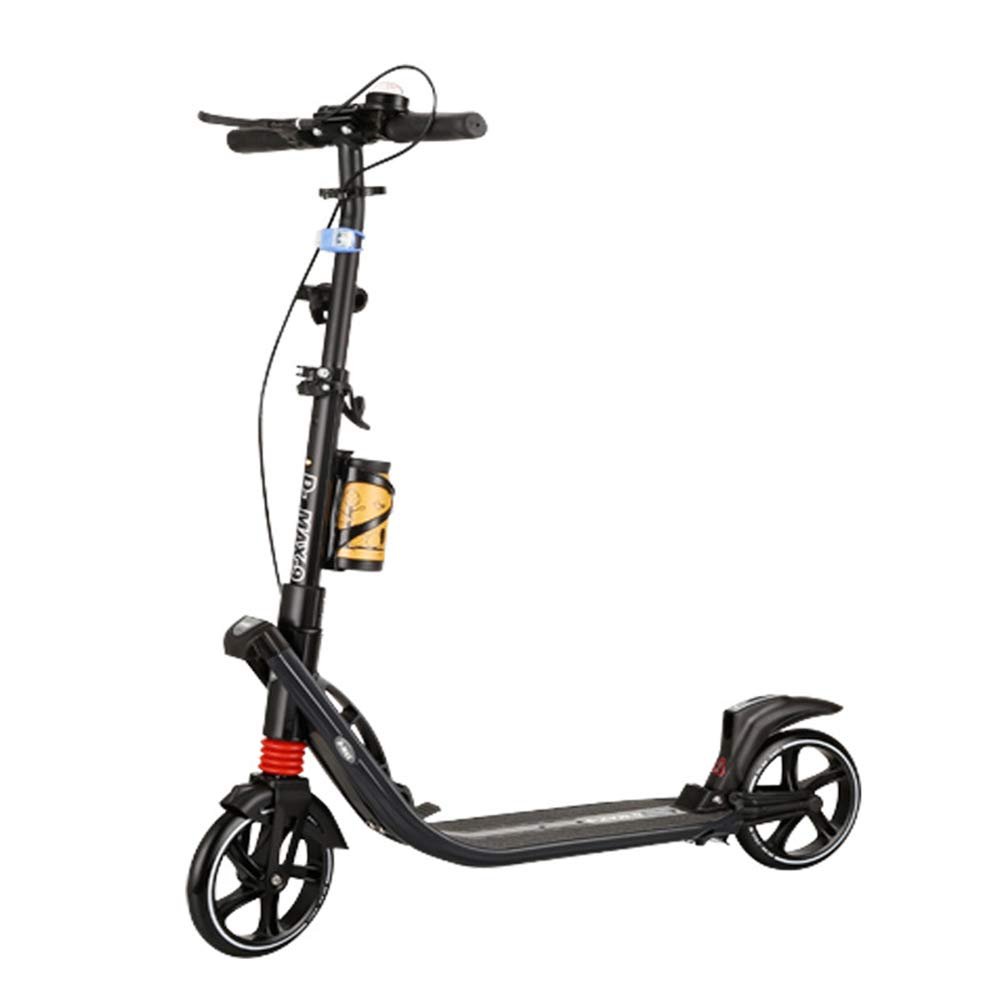 WRRAC-Trampolines Kick Scooter Adult Big 200mm Wheel Scooter, with Hand Brake+Foldable Handle -Instant Fold to Carry Out Height-Adjustable Double Shock Absorber Kickboard Girls Boys