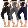 3 Pack Capri Leggings for Women with Pockets - High Waist Workout Running Yoga Pants view 1