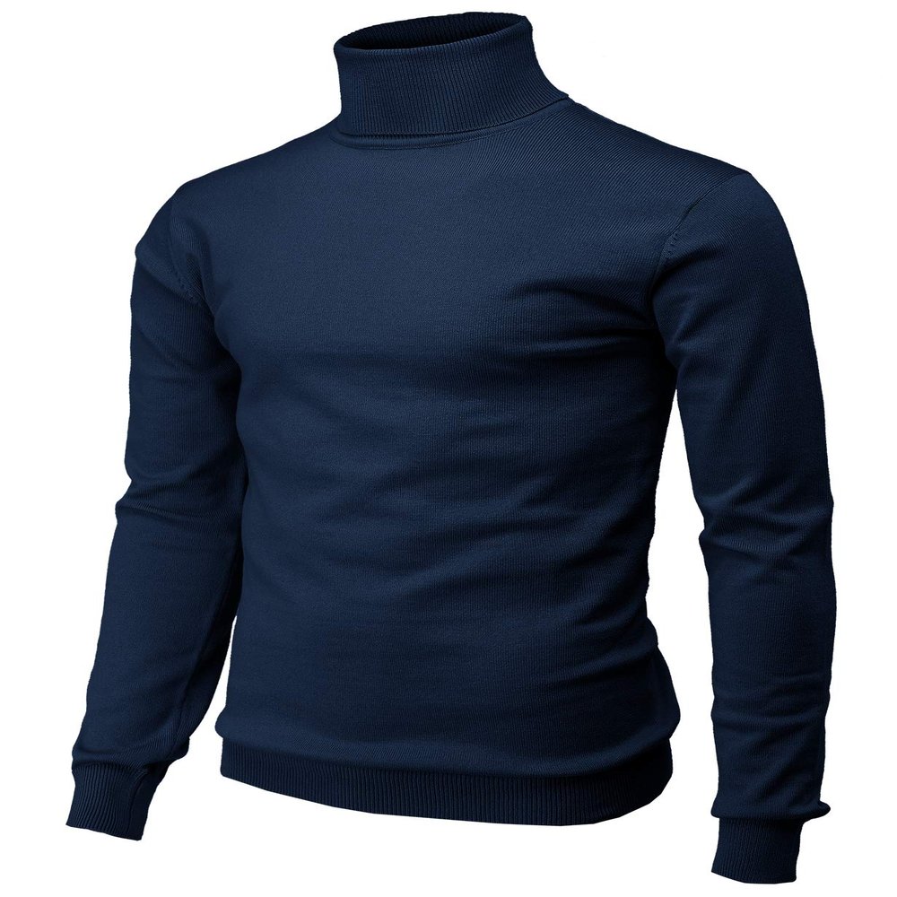 H2H Mens Casual Slim Fit Pullover Sweaters Knitted Turtleneck Cable Patterned Thermal Navy US S/M (CMOSWL068)