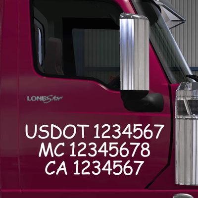 USDOT, MC & CA (CHP) Number Decal Sticker Lettering (Set of 2)