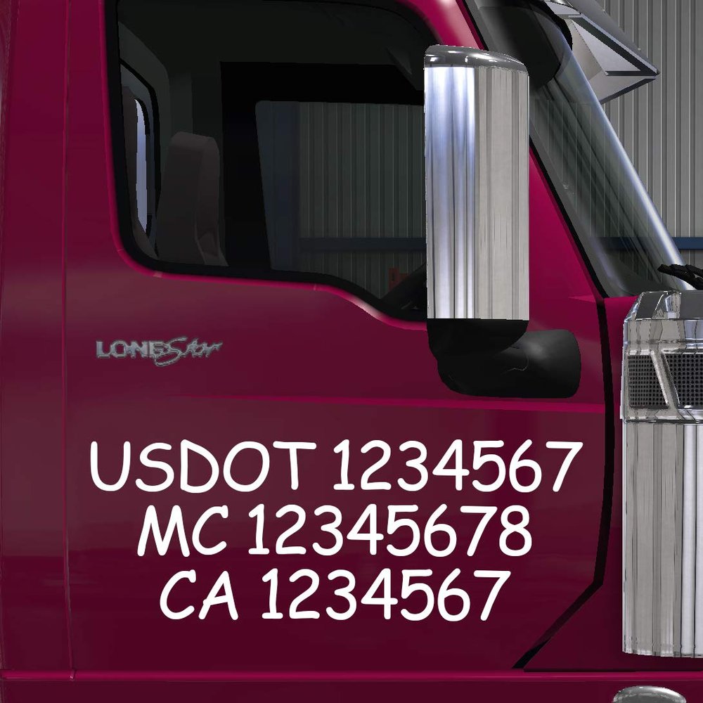 USDOT, MC & CA (CHP) Number Decal Sticker Lettering (Set of 2)