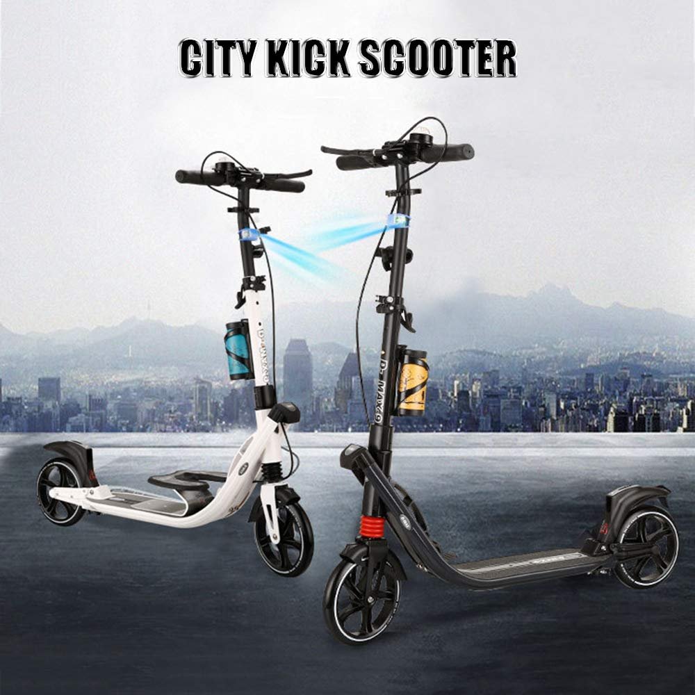 WRRAC-Trampolines Stream Kids Scooter 2 Wheeled Folding Kick Scooter with Height Adjustable Handlebar Brake Double Shock Absorber Brush Street for Adults, Kids Teens