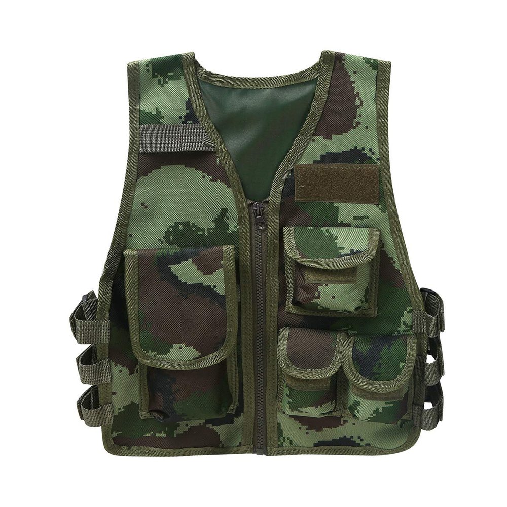 iiniim Kids Children Adjustable Combat Training Vest Outdoor Security Guard Waistcoat for CS Field Multi Pockets Army Green Under The Age of 7