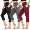 3 Pack Capri Leggings for Women with Pockets - High Waist Workout Running Yoga Pants view 1