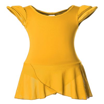 Girls Ballet Dance Leotards with Flutter Sleeve Petal Skirt and Bowknot Back(YW3033-XL-28)
