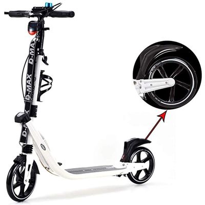 WRRAC-Trampolines Sport Pro Scooter Stunt Kick Scooters with Brake and Suspension Light Frame Big 200mm Wheel Durable Push Scooter for Adults, Kids and Teens, White