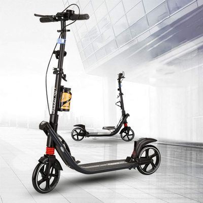 WRRAC-Trampolines Pro Folding Scooter High Speed Commuter Height-Adjustable with Brake and Suspension Double Shock Absorber for Adults, Kids and Teens Kick Scooter