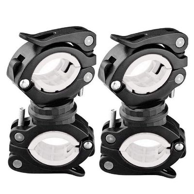 COSOOS 2 Pack Flashlight Mount Holder, Universal Bicycle Led Light Mounting Holder 360 Rotation Clip Clamp for Flashlight, Cycling, RidingWhite+Black