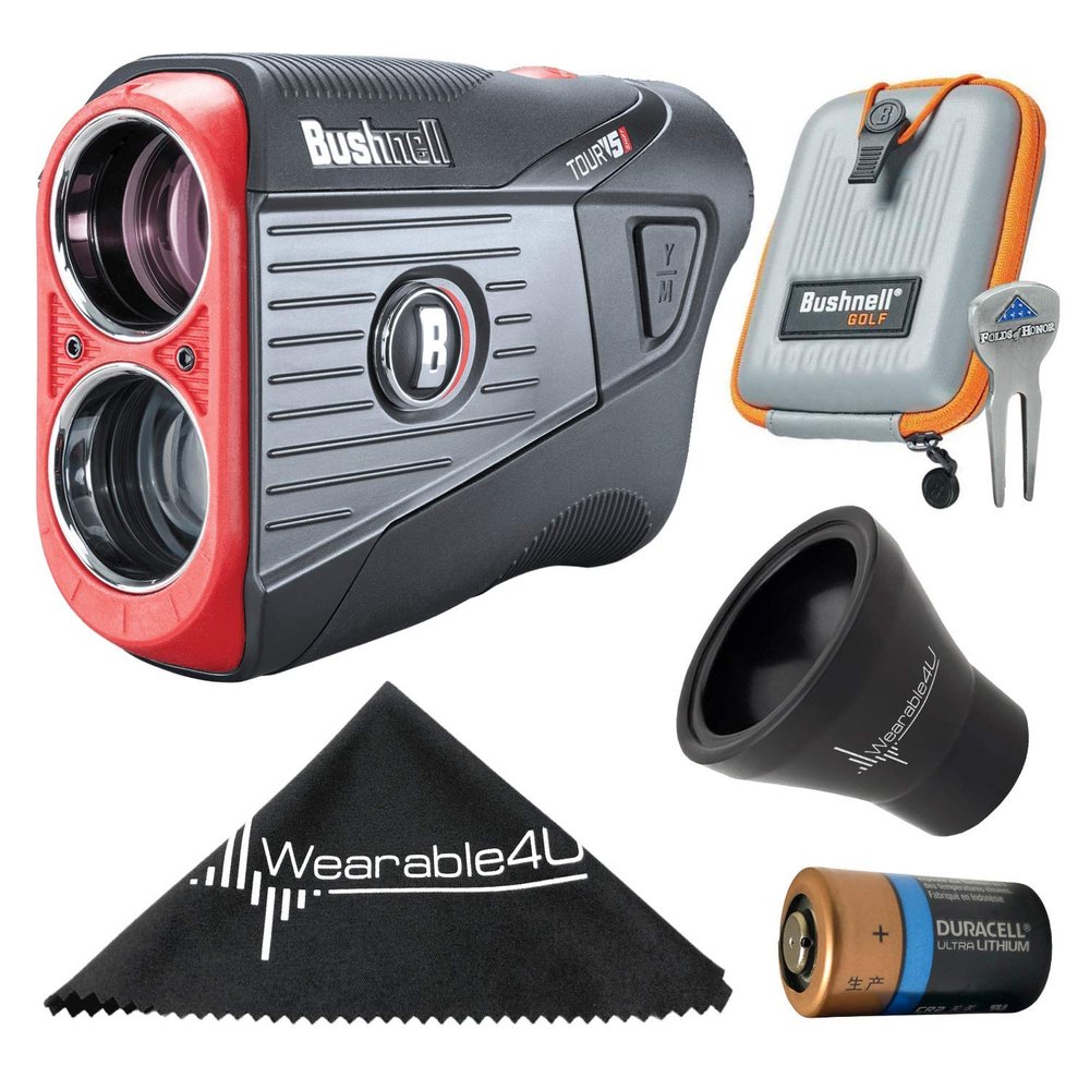 Wearable4U - Bushnell Tour V5 Shift Patriot Pack Laser Golf Rangefinder with Included Carrying Case, Lens Cloth, and Selected Golf Tool Bundle (Ball Pick-UP Tool)