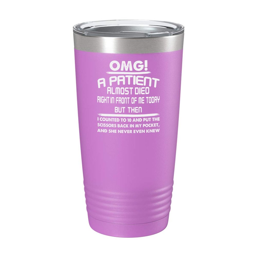 BeeTeeStore Medical Assistant Tumbler with Funny Humor Quote - 20oz Light Purple Stainless Steel Vacuum Insulated Travel Coffee Cup for Healthcare Gifts