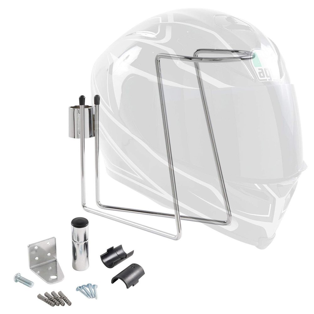 Doppelganger Helmet Hanger, Attaches to Steel Rack, Wall Mounted, DDS574-SL Silver (Polished), W 3.8 x D 8.1 x H 8.7 inches (97 x 204 x 220 mm)